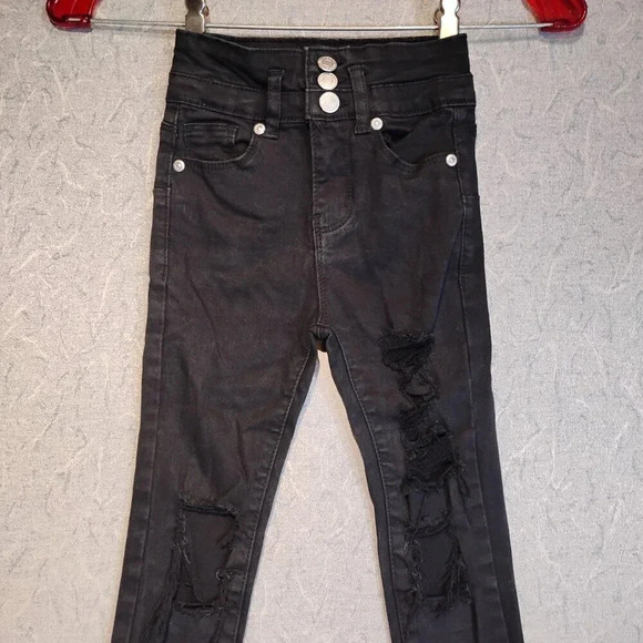 Urban Kids Black Distressed Denim Jeans in Size 6 - Picture 6 of 13